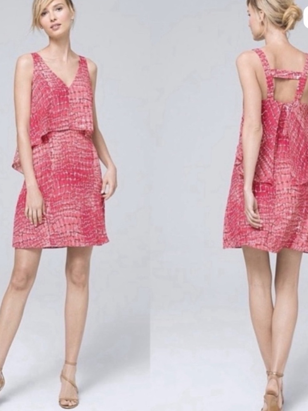 White House Black Market Red Patterned Mini Dress NWT